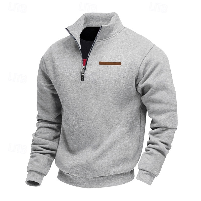 Men's Sweatshirt Quarter Zip Sweatshirt Apricot Black White Wine Red Half Zip Plain Sports & Outdoor Daily Holiday Polyester Streetwear Basic Casual Spring Autumn / Fall Clothing Apparel Hoodies