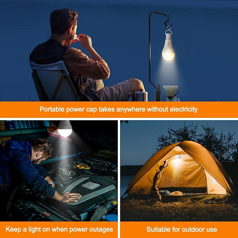 LED Lamp Dimmable Multicolour RGB Light Bulb 2000 mah Rechargeable Bulb A65 Light Smart Remote Control Home Decor Outdoor Activities and Camping2