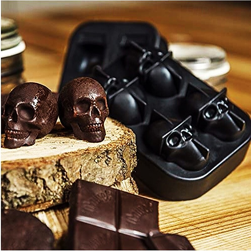 Halloween Ice Cube Tray Skull Mold for Freezer, Press-to-Release Silicone Ice Maker Box for Home Use, DIY Edible Ice Cube Mould for Drinks, Fun Halloween Party Bar Accessory4