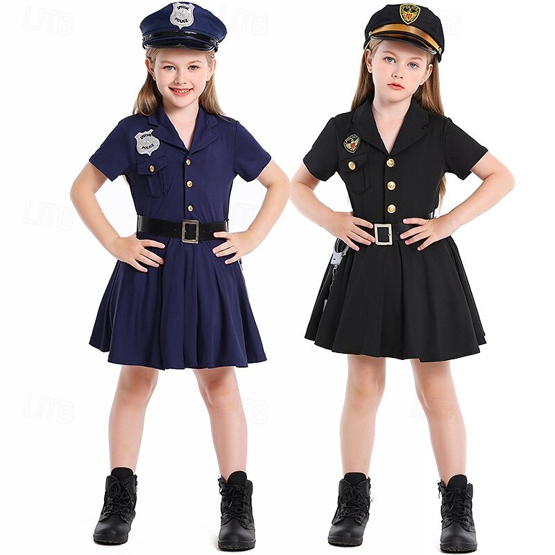 Police Policeman Halloween Dress Costume Uniform STEM Day Career Role Play Cosplay Kid's Girls' Halloween Carnival World Book Day Performance Educational Dress Up School Event Dress Up Easy Halloween2