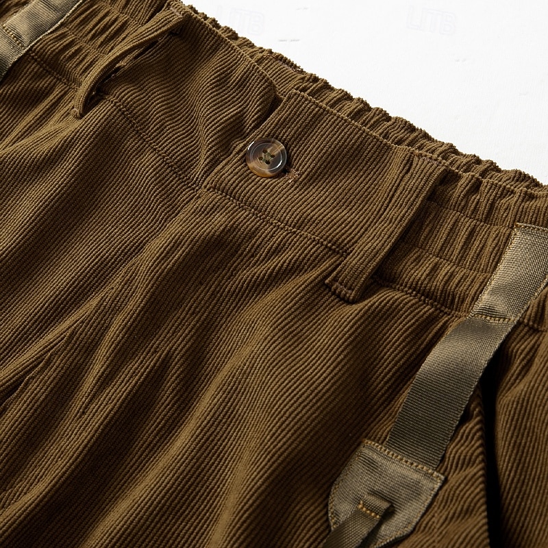 Men's Cargo Shorts Shorts Summer Shorts Corduroy Shorts Multi Pocket Flap Pocket Plain Comfort Wearable Knee Length Outdoor Sport Daily Fashion Casual Black Coffee3