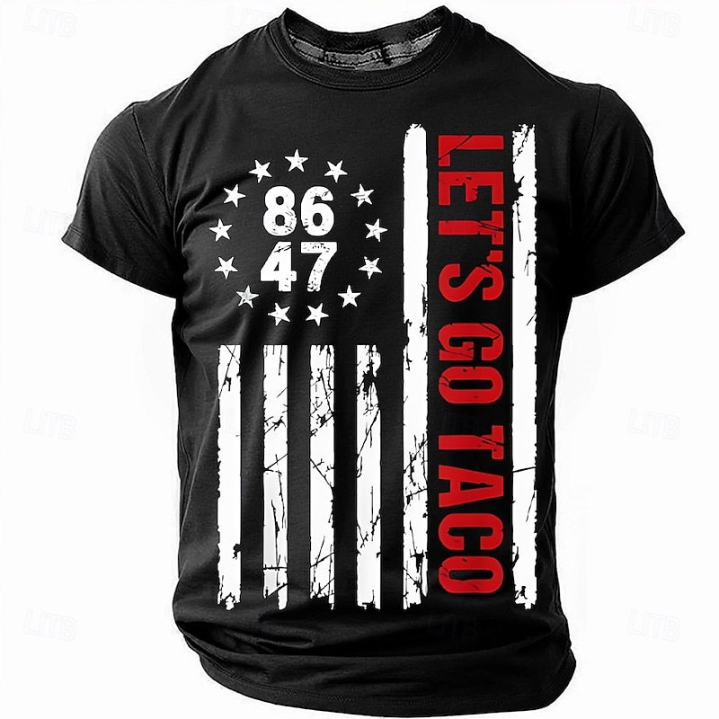 Patriotic T Shirts For Men American US Flag T Shirt Short Sleeve T shirt 3D Print Crew Neck Round Neck Shirt Fashion Daily Basic Street Casual Daily Black Gray Summer Spring All Seasons Clothing - Main Image
