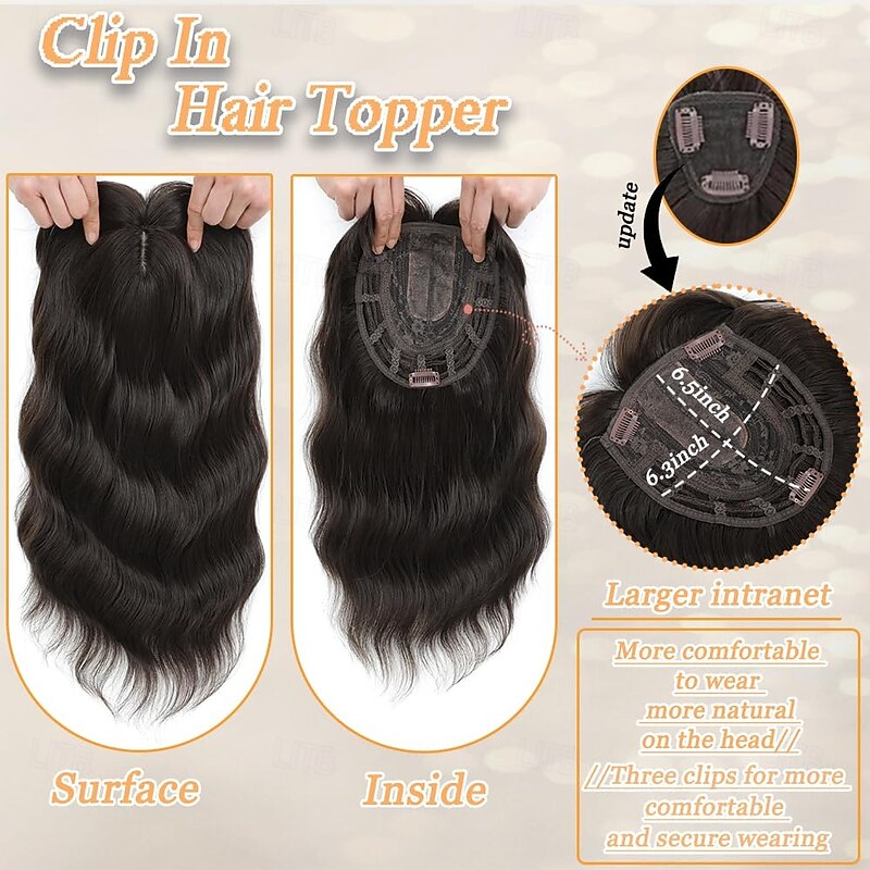Hair Toppers for Women with Thinning 16 Inch Toppers Hair Pieces for Women French Clip in Bangs 360 3D4