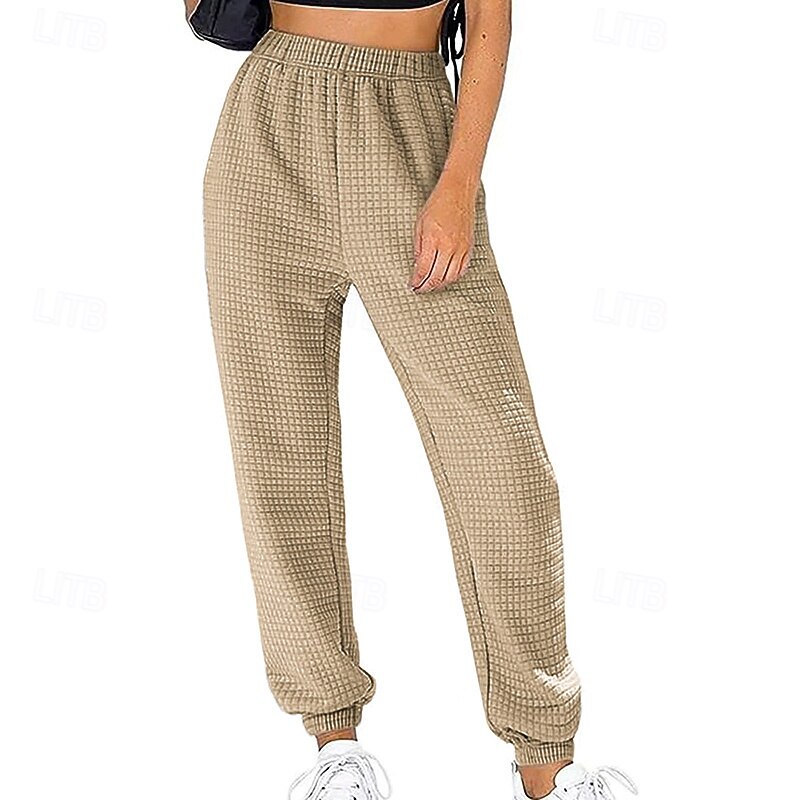 Women's Cargo Pants Slacks Streetwear Casual Full Length Natural Plain Pocket Elastic Waist Comfy Outdoor Vacation Going out Wine Grey White Army Green Fall Regular Fit3