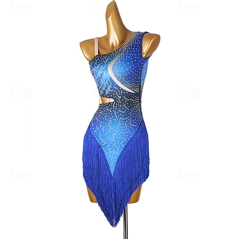 Latin Dance Dress For Women Competition Salsa Tassel Dress Sleeveless Rumba Chacha Dancewear Costumes4