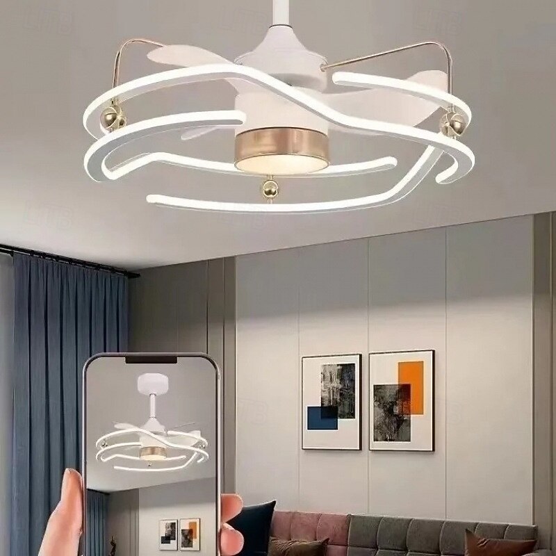 Modern Luxury Pentagon Metal Ceiling Fan Light - Remote Stepless Dimming Warm Lighting for Home3