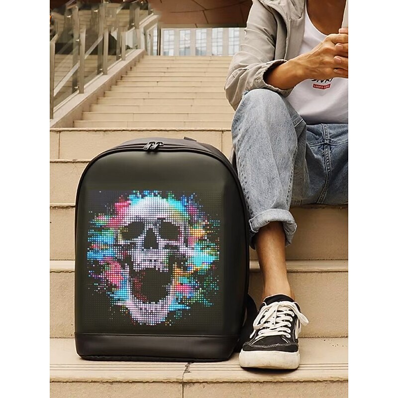 Men's Waterproof LED Display Backpack with App Control – Tech Style PU Leather School and Commuter Bag for Students, Creators and Daily Use2