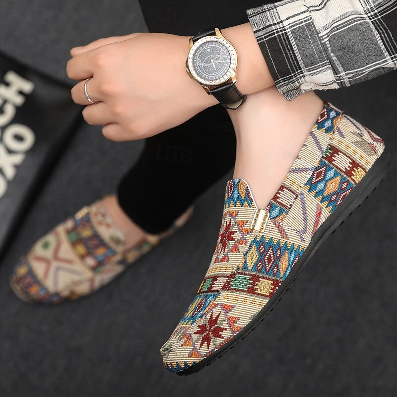 Men's Casual Shoes Walking Casual Canvas Comfortable Slip Resistant Breathable Loafer Black Beige Summer Spring Fall3