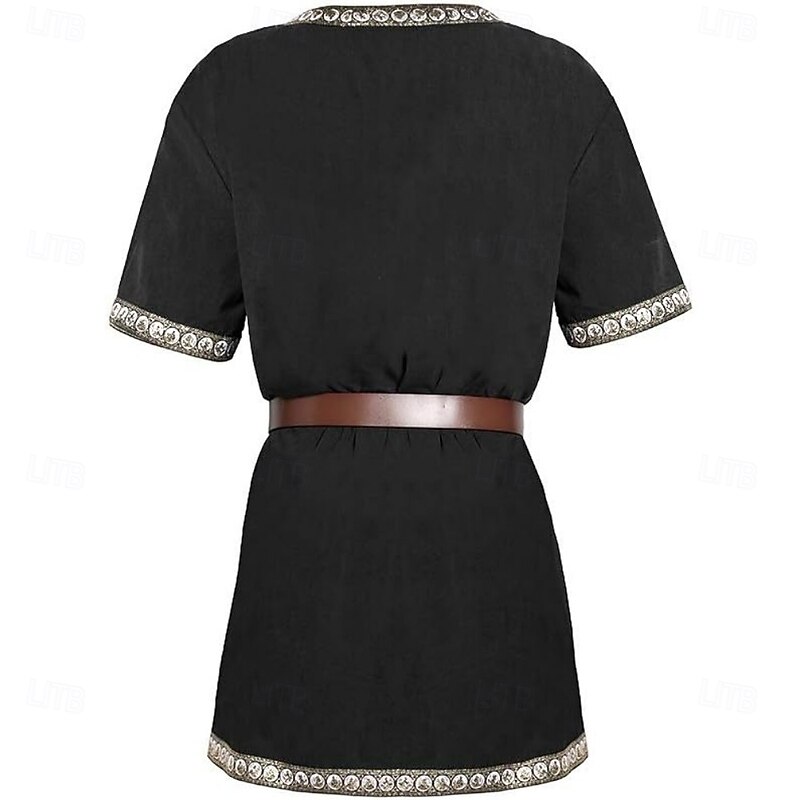 Medieval Renaissance Shirt Tunic Normal Fancy Dress Men's Viking Halloween Performance Ren Faire Adults' Top Summer Spring Fall2