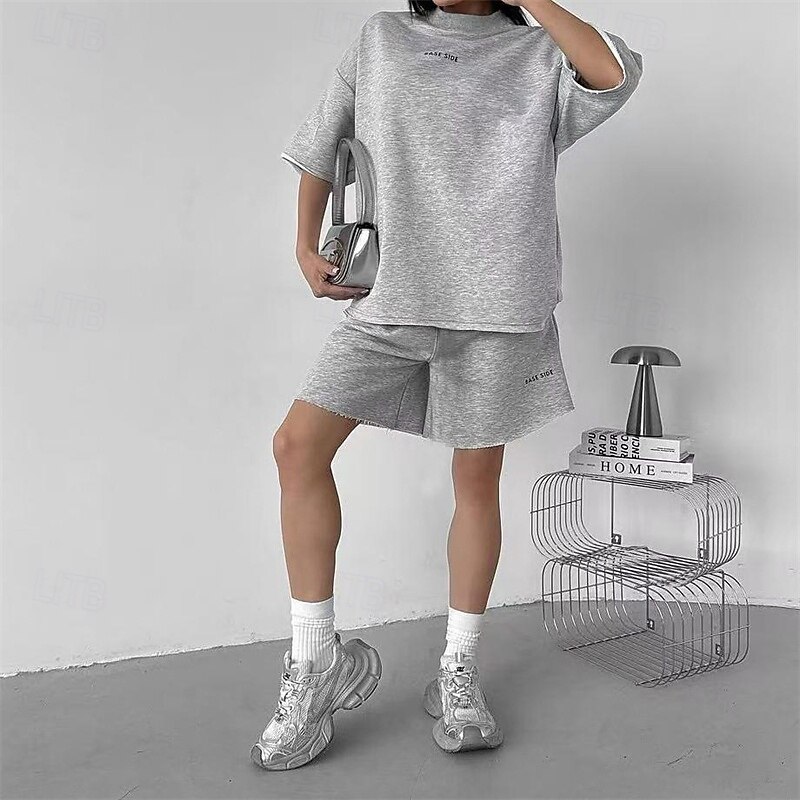 Women's Tracksuit Sweatsuit Activewear Set Pocket Letter Clothing Suit Summer Black White Gym Workout Sports Quick Dry Soft Breathable Short Sleeve Sport Activewear Micro-elastic Regular Fit3