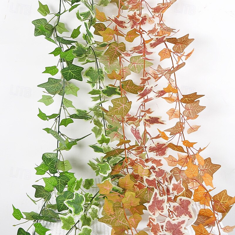 Artificial Maple Leaf Garland for Thanksgiving Decoration, Faux Hanging Greenery Vines for Ceiling Wall Decor, Fall Leaves Vine for Home Wedding Party Display2