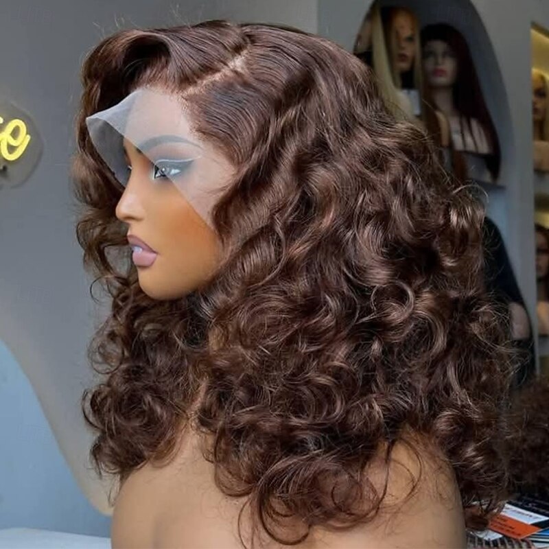 Unprocessed Virgin Hair 5x5 Closure 13x4 Lace Front Wig Free Part Brazilian Hair Wavy Brown Wig 130% 150% Density with Baby Hair 100% Virgin Glueless Pre-Plucked For Women Long Human Hair Lace Wig4