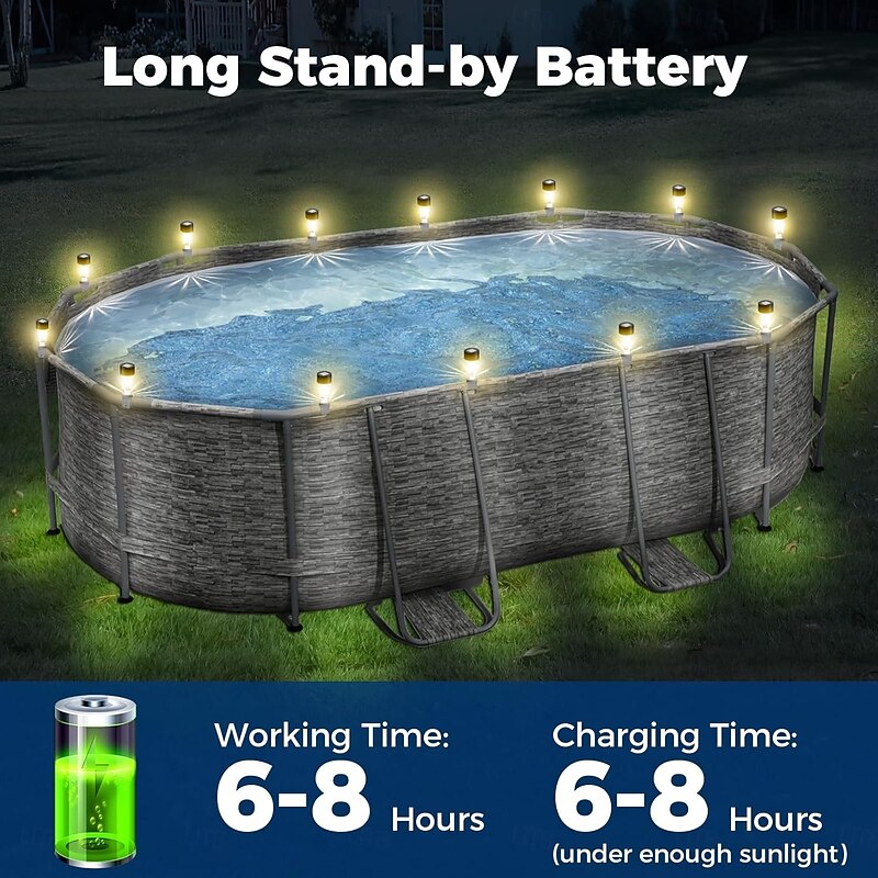 10 Pcs Solar Pool Lights RGB Color Changing Solar Fence Lights Outdoor Solar Pool Night Lights for Holiday Summer Party Pool Garden Fence Lighting Decoration4