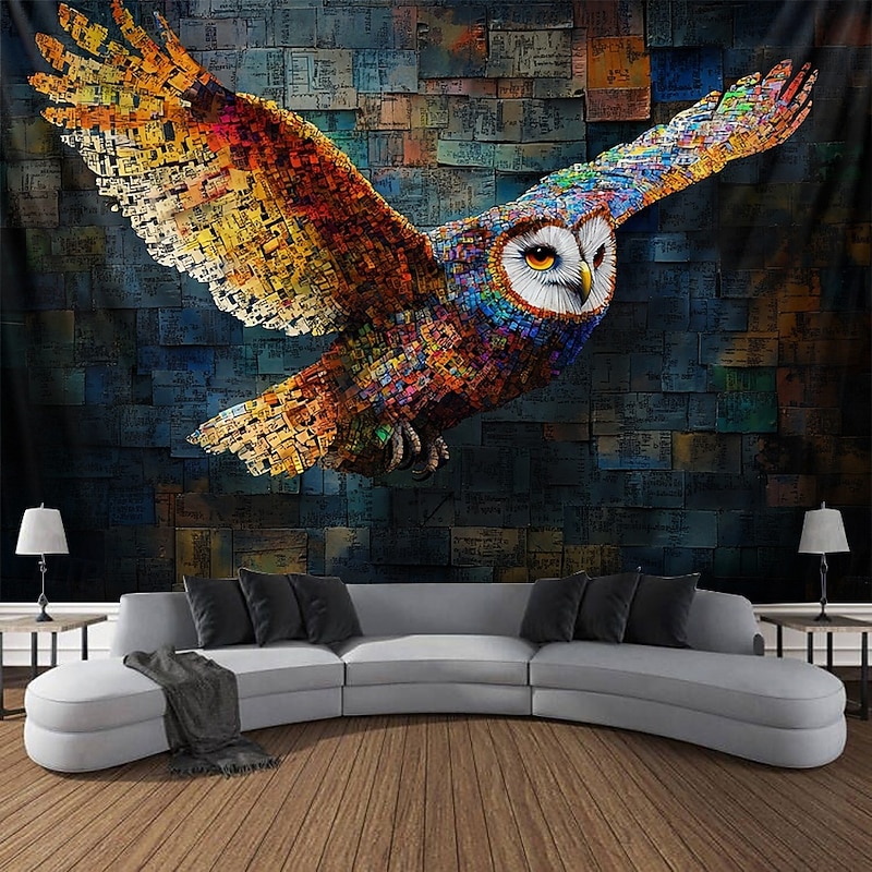 Fantasy Animal Owl Hanging Tapestry Wall Art Large Tapestry Mural Decor Photograph Backdrop Blanket Curtain Home Bedroom Living Room Decoration3