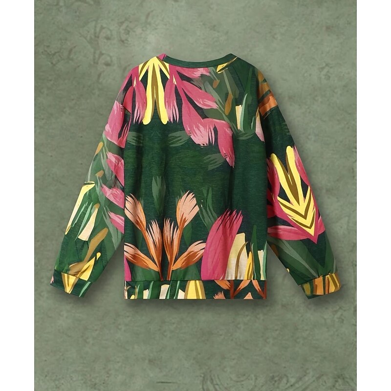 Women's Pullover Sweatshirt Graphic Animal Warm Active Vintage Long Sleeve Crew Neck Round Neck Regular Tops Street Dailywear Casual Print Black Yellow Pink Dark Pink Blue Spring Fall Winter3