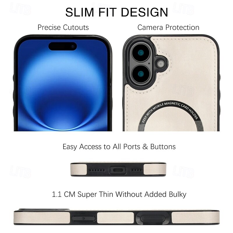 Phone Case For iPhone 17 Pro Max 17 Air 16 15 14 Pro Max Plus 13 Pro Max Back Cover Magnetic Support Wireless Charging Shockproof Retro TPU PU Leather3