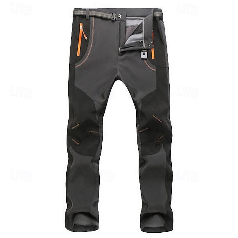 Men's Hiking Pants Trousers Fleece Lined Pants Patchwork Winter Outdoor Regular Fit Thermal Warm Windproof Quick Dry Lightweight Bottoms Zipper Pocket Dark Grey Black Camping / Hiking / Caving Running3