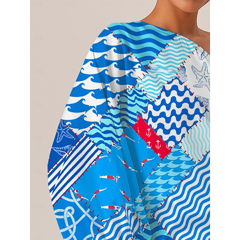 Ocean Inspired Geometric Off Shoulder Top3