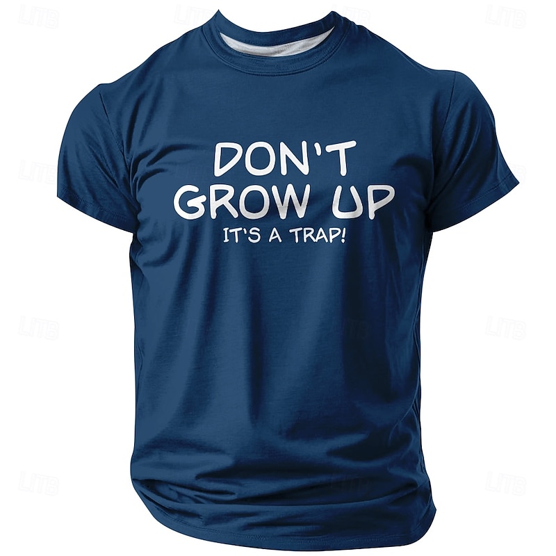 Men's Short Sleeve Red Funny Graphic T-Shirt: Don't Grow Up It's A Trap Lifestyle Humor2