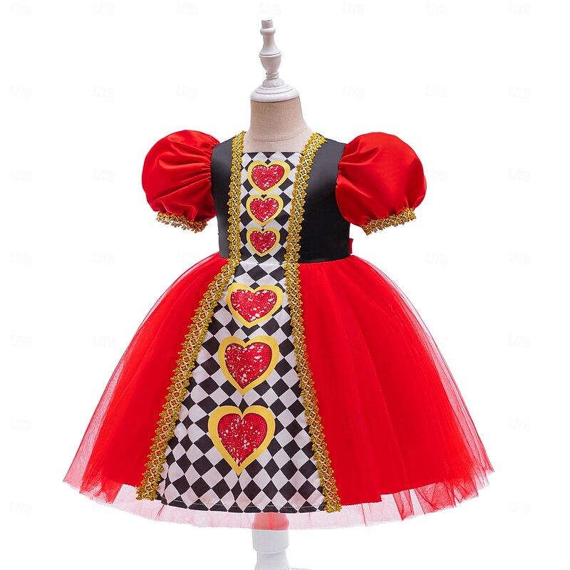 Alice in Wonderland Fairy Tale Queen of Hearts The Red Queen Venom Dress Costume Tutu Storybook Characters Cosplay Movie Cosplay for Girls' Kid's Halloween Carnival World Book Day Performance3