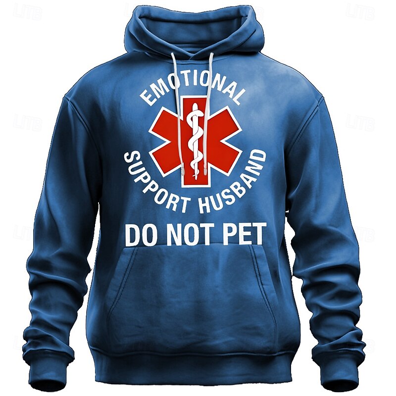 Men's Emotional Support Husband Do Not Pet Funny Graphic Hoodie2