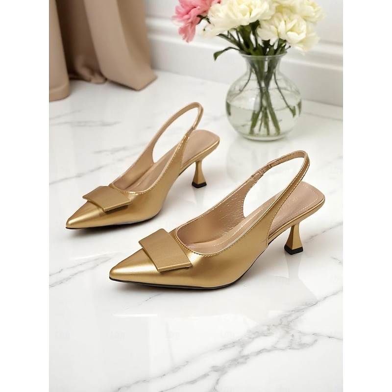 Women's Silver Slingback Kitten Heels with Pointed Toe - Elegant Party Shoes for Cocktail Events and Evening Occasions4