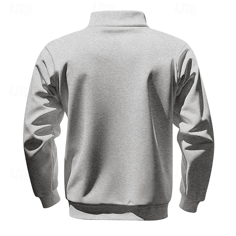 Men's Sweatshirt Quarter Zip Sweatshirt Apricot Black White Wine Red Half Zip Plain Sports & Outdoor Daily Holiday Polyester Streetwear Basic Casual Spring Autumn / Fall Clothing Apparel Hoodies3