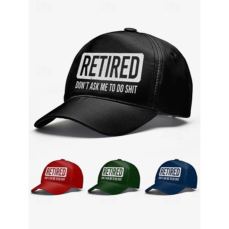 Men's Funny Black Baseball Cap with "Retired" Print – Adjustable Cotton Hat for Retirees, Casual Outdoor Wear and Gag Gifts2