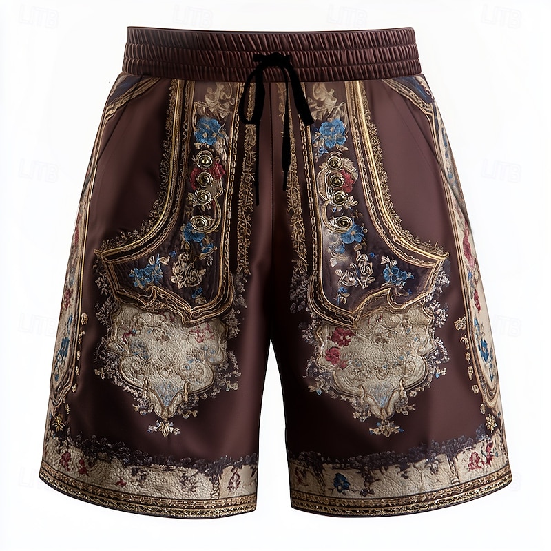 Men's Oktoberfest Beer Sweat Shorts Terry Shorts Traditional Short Mid Waist Retro Vintage Holiday Festival Drawstring Elastic Waist 3D Print Designer Clothing Apparel