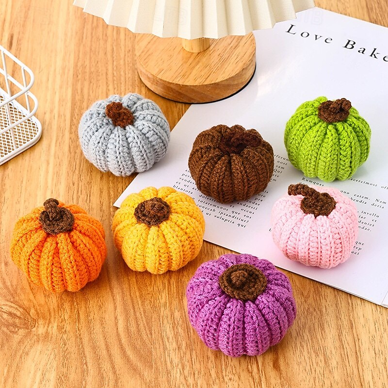Knitted Halloween Simulation Pumpkins, Soft Decorative Plush Pumpkins for Table Centerpiece, Fall Harvest, Halloween Party, Home Decor Display2