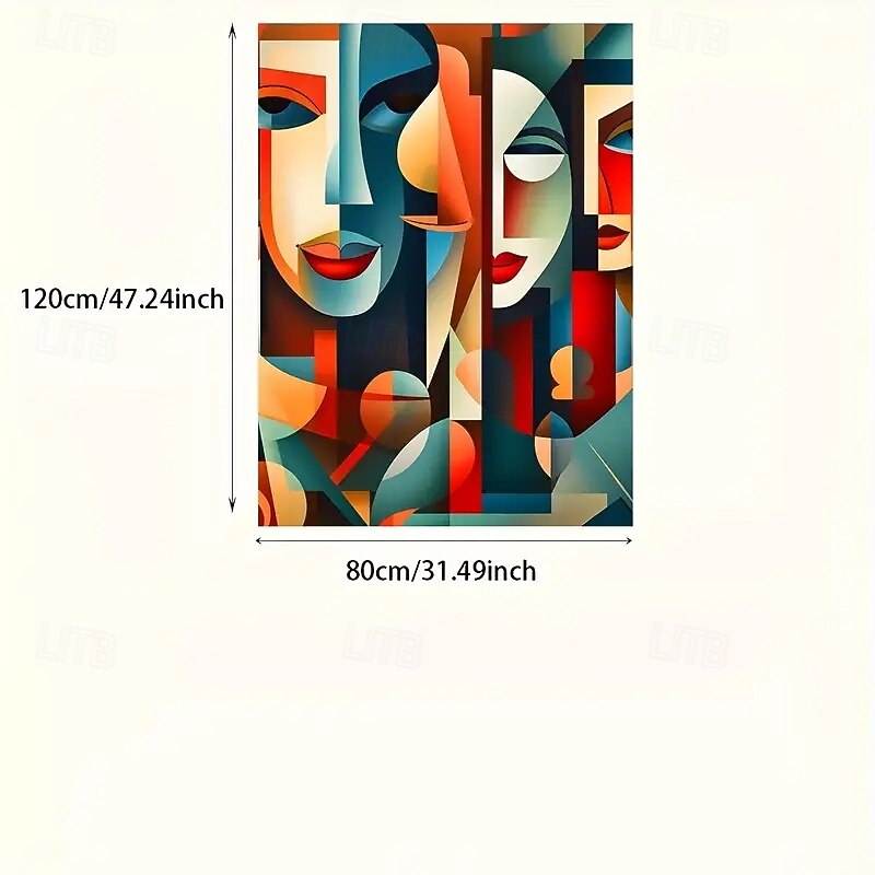 One Piece Modern Cubism Wall Art Canvas Frameless Abstract Geometric Painting Modern Artwork No Frame Required Suitable For Living Room And Bedroom Decoration2