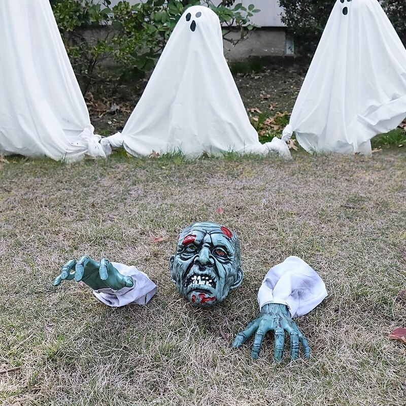 3pcs Realistic Halloween Skeleton Stakes - Spooky Ground Breaker with Arms and Skull Outdoor Lawn and Garden Decor for Halloween Parties Durable Plastic Yard Decoration Halloween Decorations2
