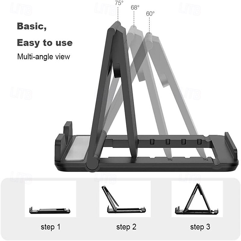 Portable Cell Phone Stand Holder for Desk Foldable Pocket-Sized Mount Universal Adjustable Desktop Mobile Phone Kickstand Compatible with iPhone IPads Kindle Android3