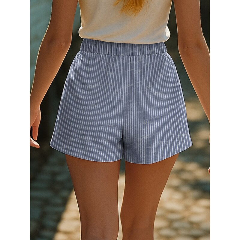 Women's Chinos Shorts Vacation Vintage Ethnic Style Short High Waist Graphic Striped Buckle Print Soft Outdoor Breathable Micro-elastic Formal Outdoor Vacation Robin's Egg Blue Violet Pink Green2