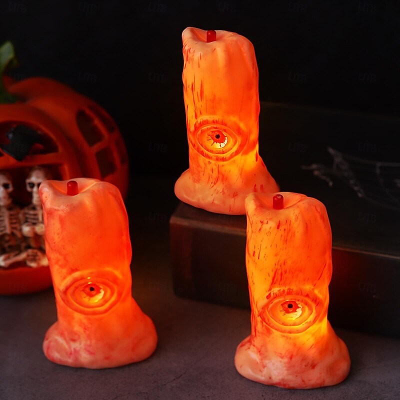 3 Pcs Halloween Candle Light Blood Eye LED Electronic Luminous  Indoor Restaurant Halloween Party Horror Atmosphere Decorative Light4