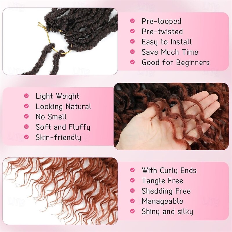Crochet Hair for Women Deep Faux Locs Crochet Hair Perfect for Daily Wear or Events Crochet Locs for Women Soft Locs 18 Inch 8 Packs Ombre Ginger Color2