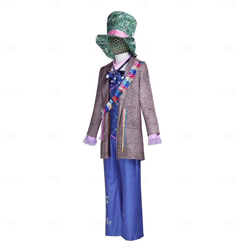 Alice in Wonderland Fairy Tale Mad Hatter Dress Costume Storybook Characters Cosplay Movie Cosplay for Men's Adults' Halloween Carnival World Book Day Performance Educational Dress Up School Event4