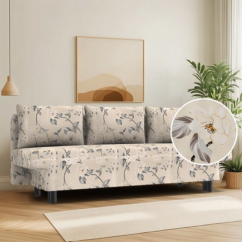 100% Cotton Sofa Cover Suitable For ÄLVDALEN Floral  Plants Quilted Slipcovers - Main Image