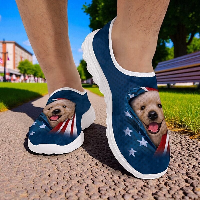 Men's Patriotic Mesh Sports Shoes – Breathable American Flag Eagle Sneakers for Independence Day, Summer BBQs and Outdoor Fitness Activities Vincent Hie