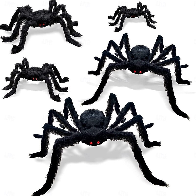 Halloween Spider Web and Spider Set, Realistic Large Spider Decoration, Haunted House, Bar, Escape Room Prop, Spooky Party Atmosphere Decor4