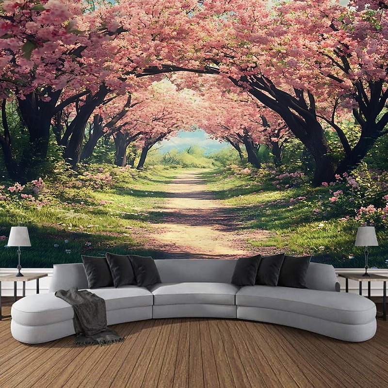 Landscape Of Plants Flowers Arched Doors And Small Paths Hanging Tapestry Wall Art Large Tapestry Mural Decor Photograph Backdrop Blanket Curtain Home Bedroom Living Room Decoration