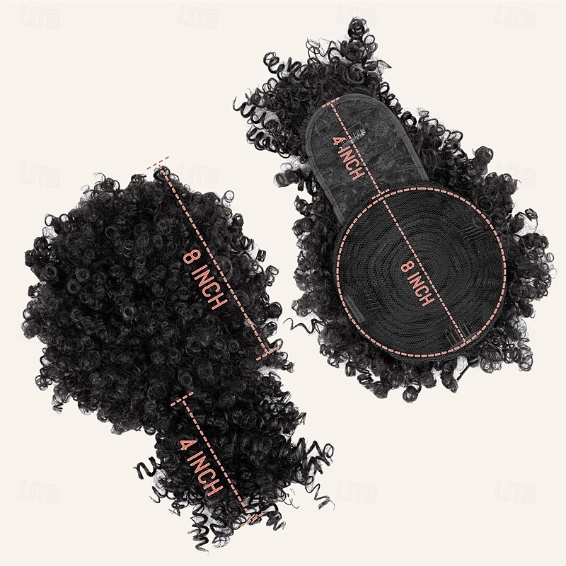 Drawstring Ponytail for Black Women Afro Puff Kinky Curly Hair Ponytail Extension with Bangs Black Updo Natural Hair Ponytail4