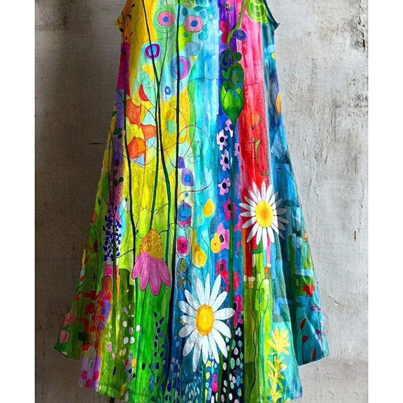Women's Mini Dress Sundress Vacation Party Casual Outdoor Party Cocktail Party Floral Graphic Sleeveless V Neck Blue Sky Blue Summer Spring2