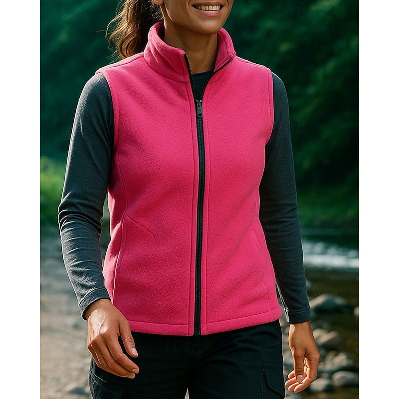 Women's Hiking Vest Sleeveless Vest Outdoor Thermal Warm Lightweight Winter Zipper Polyester Red Sky Blue Purple Hunting Fishing Climbing3
