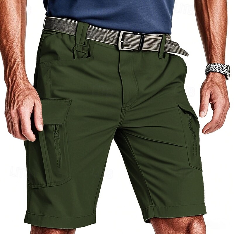 Men's Tactical Shorts Cargo Shorts Shorts Summer Shorts Elastic Waist Multi Pocket Flap Pocket Plain Quick Dry Wearable Knee Length Outdoor Sport Daily Fashion Casual Black Khaki2
