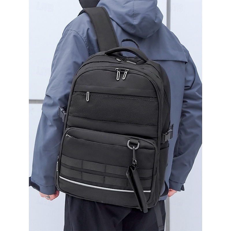 Men's Large Capacity Water-Repellent Laptop Backpack, Multi-Compartment Outdoor Travel Bag with Reflective Strip, Casual Work and School Backpack for Teen Boys and Adults2