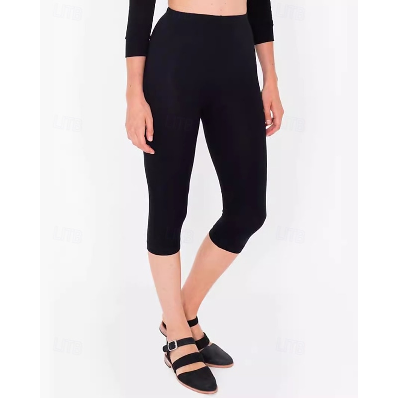 Women's Capri Pants Leggings Cozy Leggings Streetwear Casual Calf-Length Natural Plain Elastic Waist Comfy Outdoor Comfortable Outdoor Vacation Athleisure Magenta Dark Grey Lake blue Wine Summer