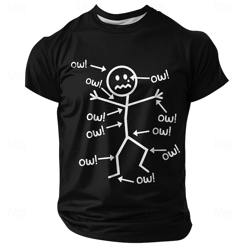 Men's Funny Graphic T-Shirt Ow! Aches & Pains Short Sleeve