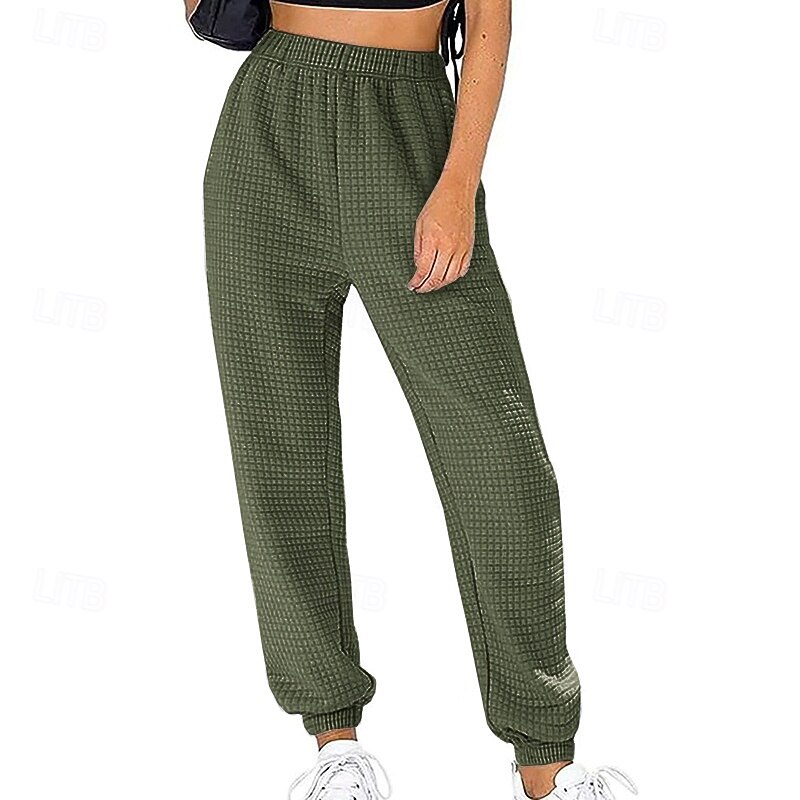 Women's Cargo Pants Slacks Streetwear Casual Full Length Natural Plain Pocket Elastic Waist Comfy Outdoor Vacation Going out Wine Grey White Army Green Fall Regular Fit4