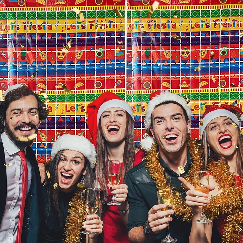 Halloween Dia de los Muertos Skull Foil Fringe Curtain Tinsel Curtain Backdrop, Spooky Party Decorations, New Arrival